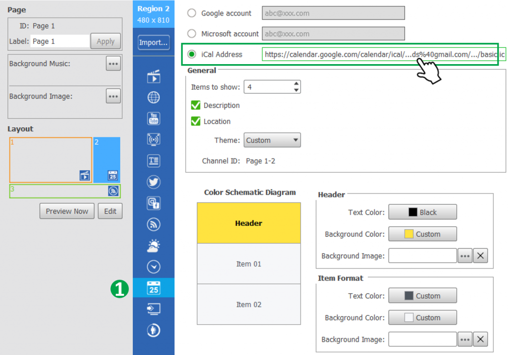 How to display iCal Google Calendar on digital signage Novo Support